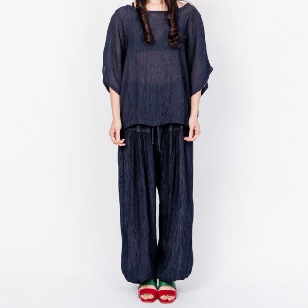 Black Crane Pleated Set